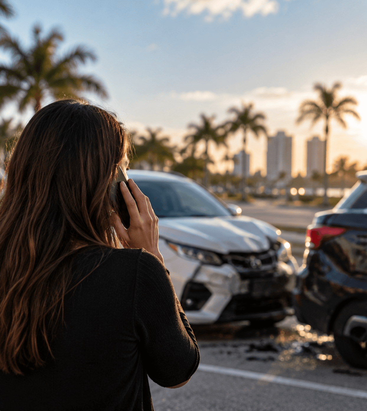 A Florida car accident scene highlighting the importance of knowing what steps to take immediately after a crash.